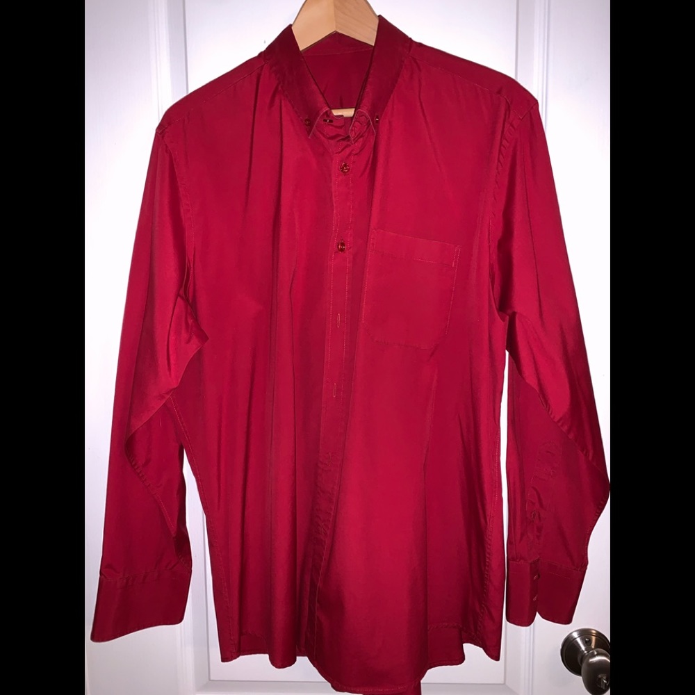 Men’s Red Button Down Oxford Holiday Shirt Size XL